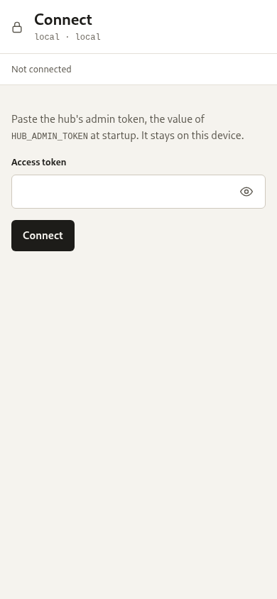 The connect screen, with the MCP address and the bootstrap guide.