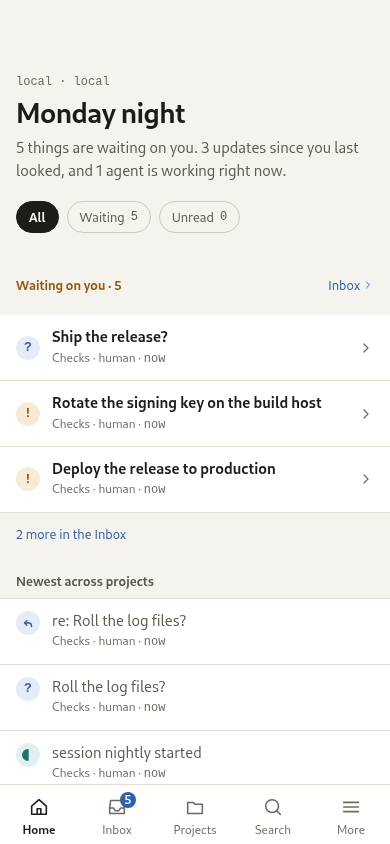 The same hub on a phone, installable from the browser.