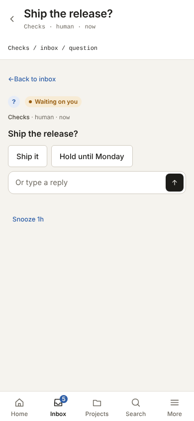 An open inbox item at phone width, with the whole item in the stage.