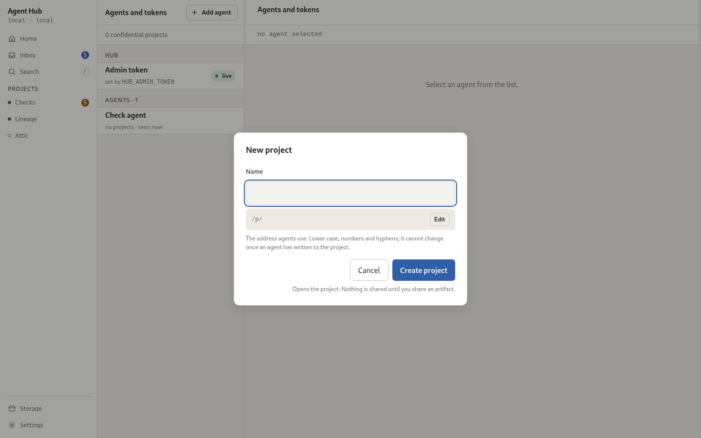 Issue a token, revealing it once. Reachable at the desktop width only.
